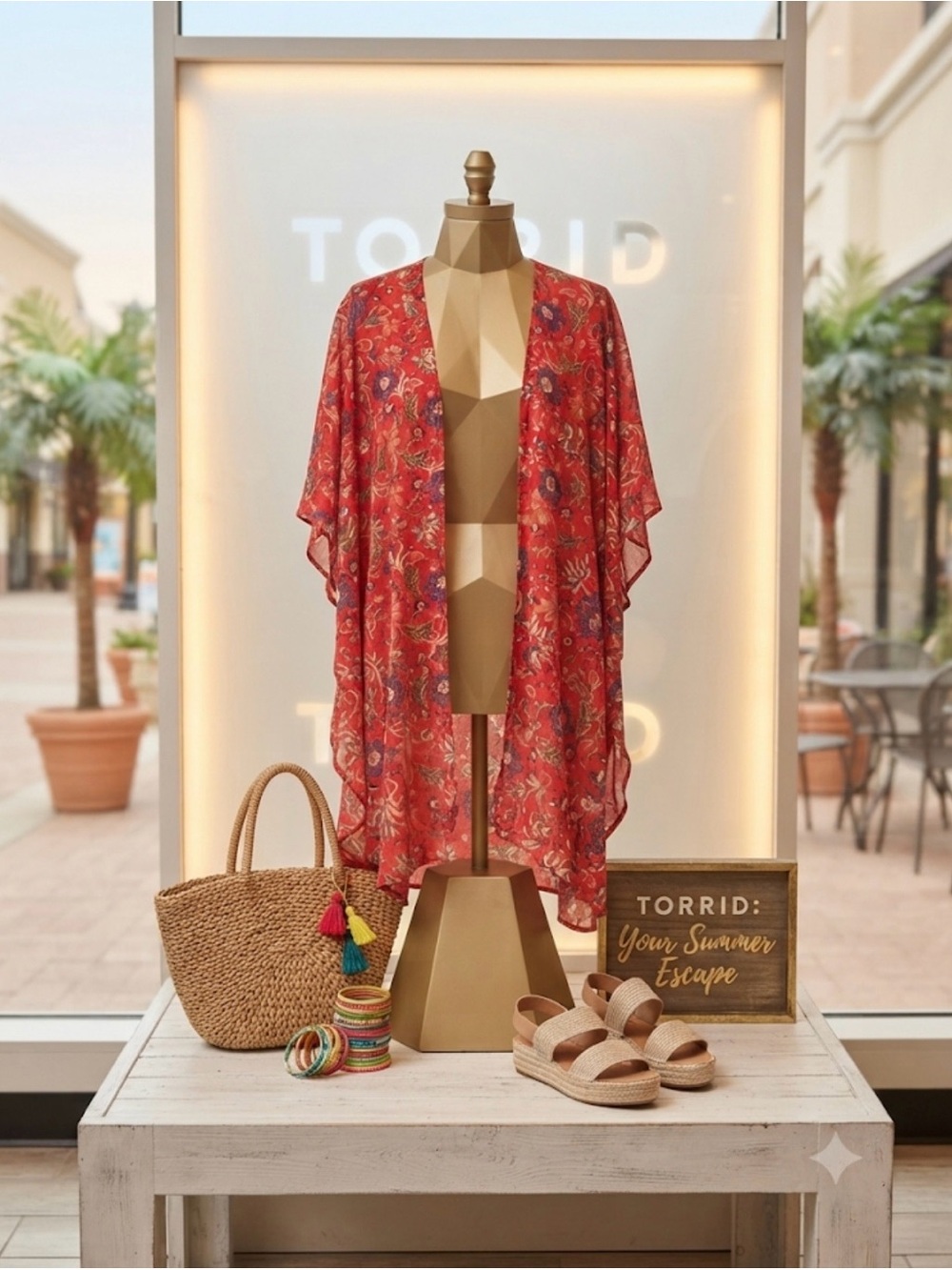 torrid NWT Red Floral Kimono